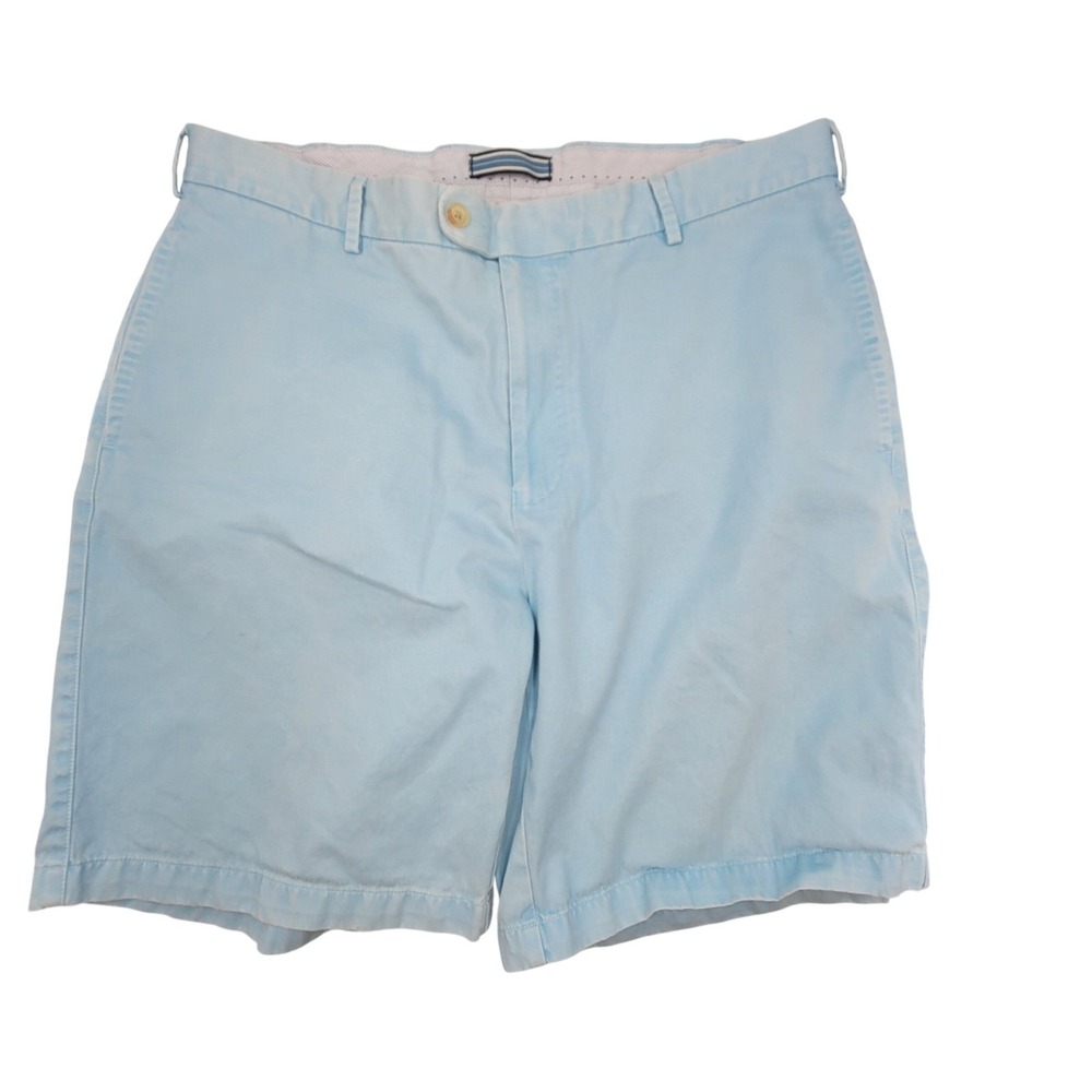 Peter Millar Mens Light Blue Flat Front Chino Shorts Size 38 Cotton Twill Golf